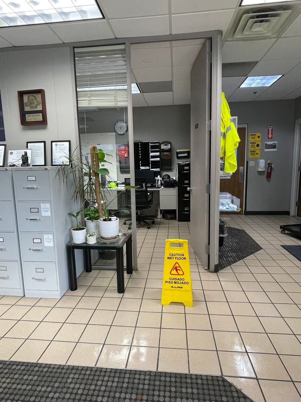 Freshly cleaned lobby floor